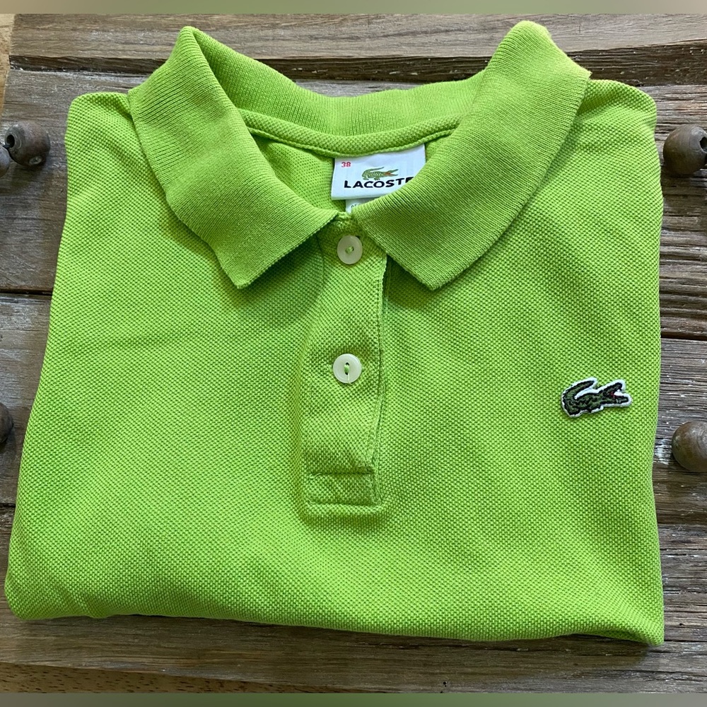 Vintage‎ Lacoste Kid’s Euro 38/US (See Measurement Pics) Lime Green Knit Polo